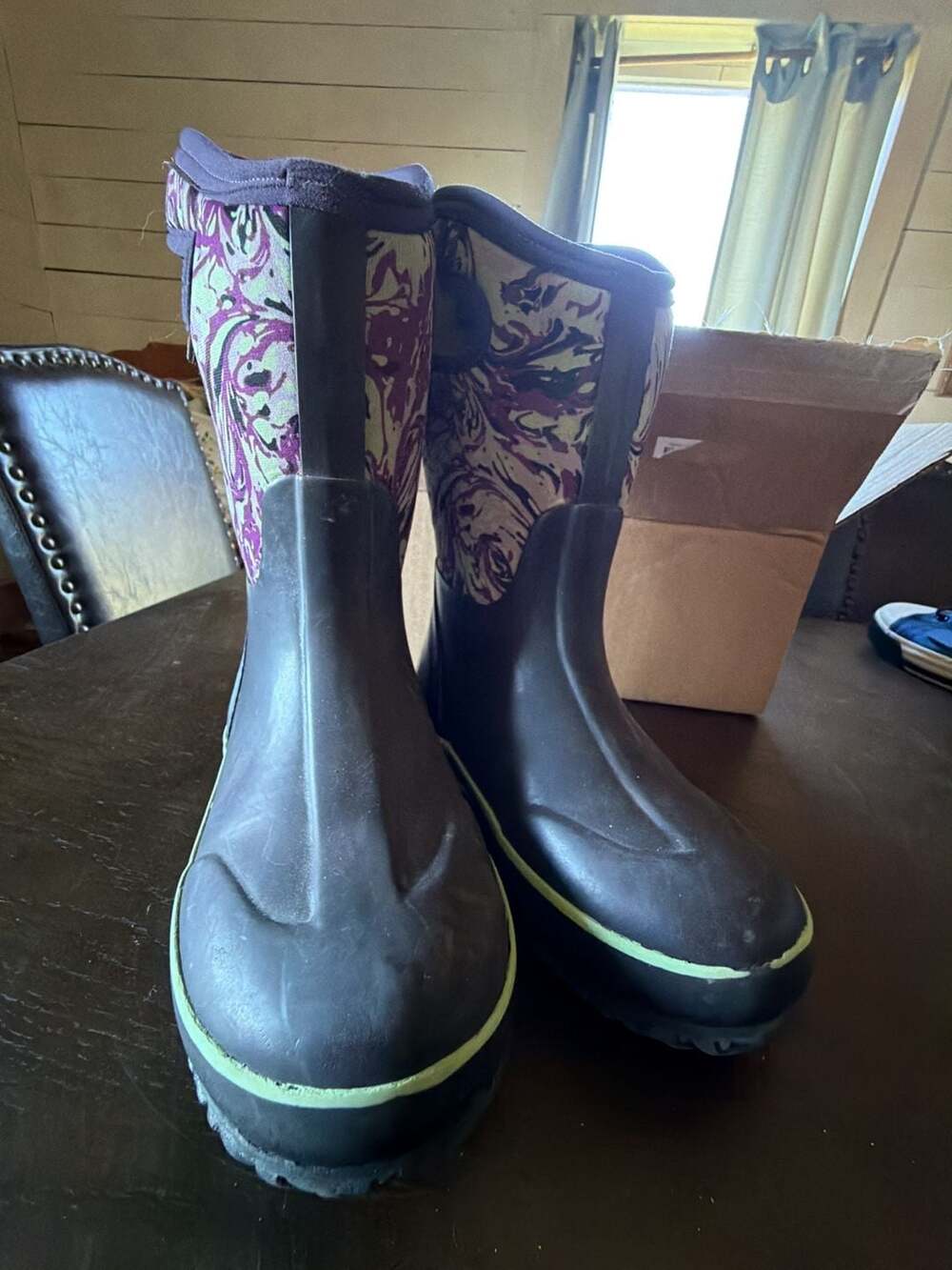 Bogs Classic Marble Size Youth 3 Purple Multicolored Waterproof Rain Boots
